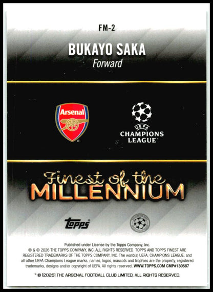 2025-26 Finest UEFA Club Competitions Finest of the Millennium #FM-2 Bukayo Saka