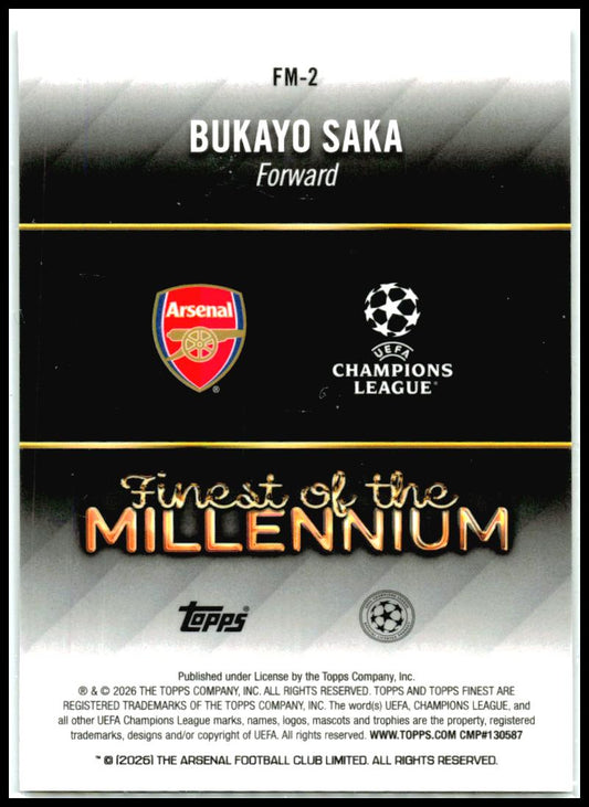 2025-26 Finest UEFA Club Competitions Finest of the Millennium #FM-2 Bukayo Saka