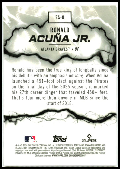 2026 Bowman Electric Sluggers Gold Refractors #ES-8 Ronald Acuña Jr. Braves