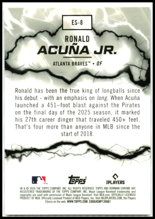 2026 Bowman Electric Sluggers Gold Refractors #ES-8 Ronald Acuña Jr. Braves