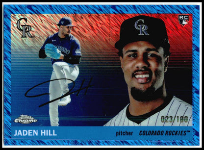 2025 Topps Chrome Platinum Blue Shimmer Refractors #221 Jaden Hill RC Rockies