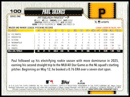 2026 Topps Holiday #100 Paul Skenes Pittsburgh Pirates
