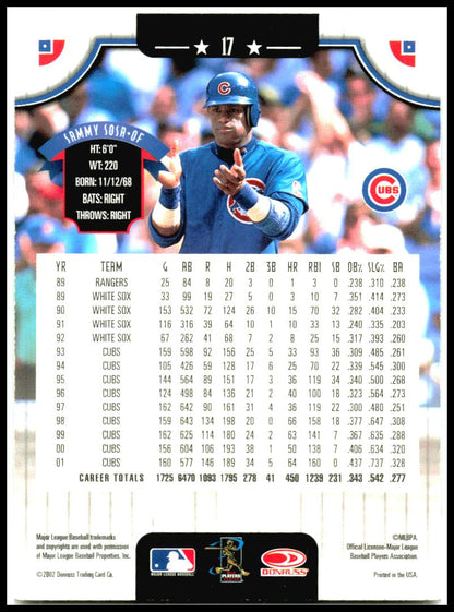 2002 Donruss #17 Sammy Sosa Chicago Cubs
