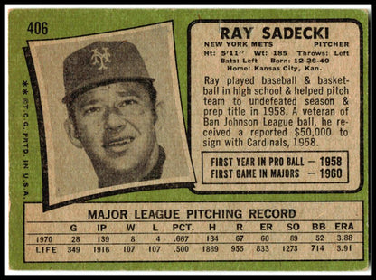 1971 Topps #406 Ray Sadecki New York Mets