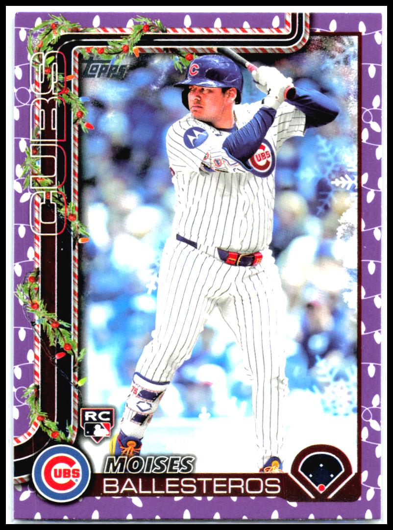 2025 Topps Holiday Purple Glitter Holiday #H169 Moisés Ballesteros RC Cubs