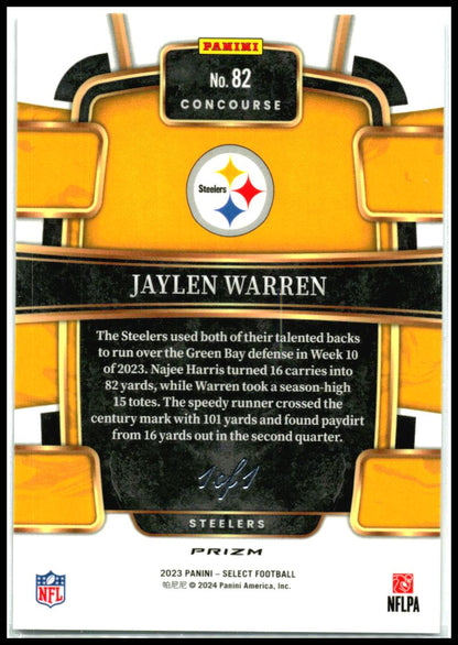 2023 Panini Select Dragon Scale Black Prizms 1/1 #82 Jaylen Warren Steelers