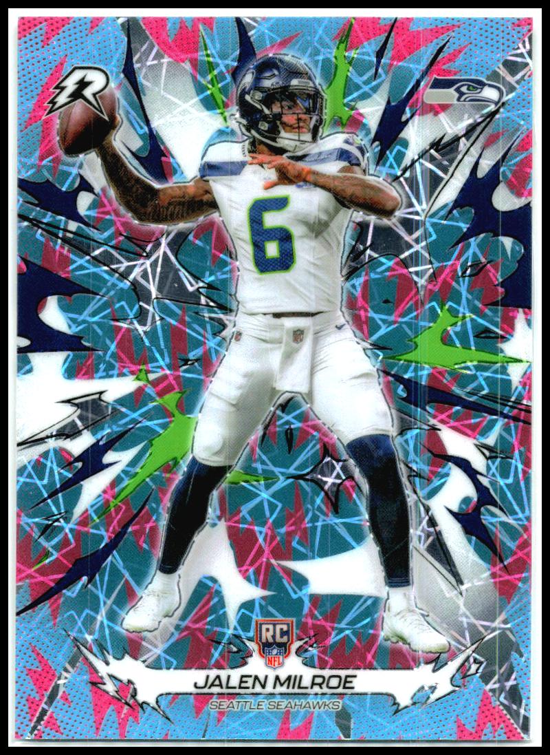2025 Topps Resurgence Sky Blue & Pink Shock #189 Jalen Milroe RC Seattle