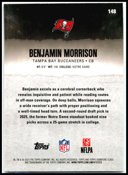 2025 Topps Signature Class Chrome Teal #148 Benjamin Morrison RC Tampa Bay
