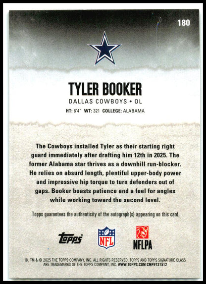 2025 Topps Signature Class Autographs Silver #180 Tyler Booker RC Dallas