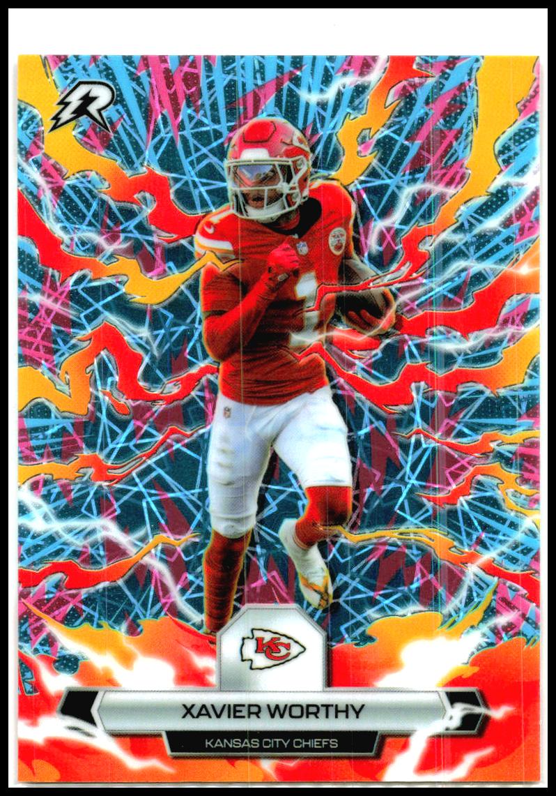 2025 Topps Resurgence Sky Blue & Pink Shock Refractor #48 Xavier Worthy Chiefs