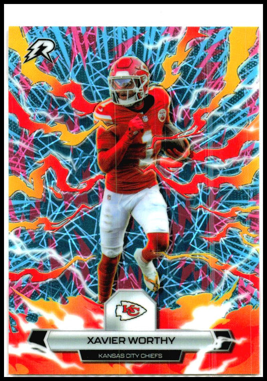 2025 Topps Resurgence Sky Blue & Pink Shock Refractor #48 Xavier Worthy Chiefs