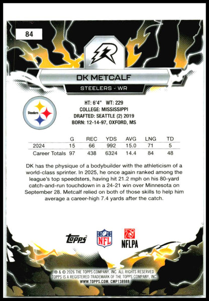 2025 Topps Resurgence Sky Blue & Pink Shock Refractor #84 DK Metcalf Steelers