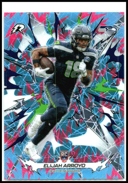 2025 Topps Resurgence Sky Blue & Pink Shock Refractor #187 Elijah Arroyo Seattle