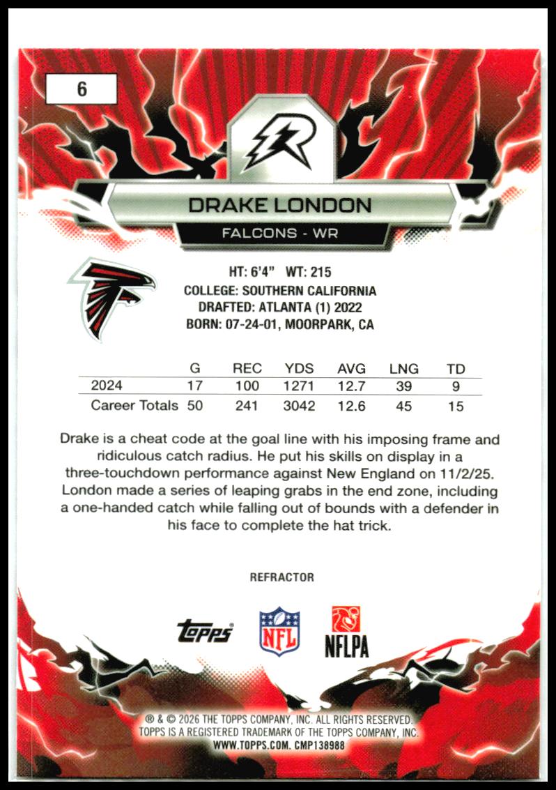 2025 Topps Resurgence Refractor #6 Drake London Atlanta Falcons