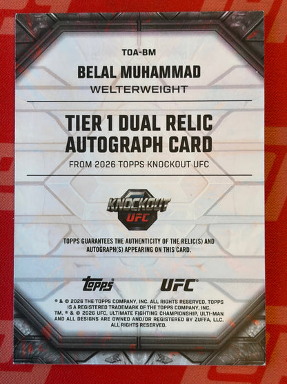 2026 Topps Knockout UFC Tier 1 Dual Relic Autographs # Belal Muhammad