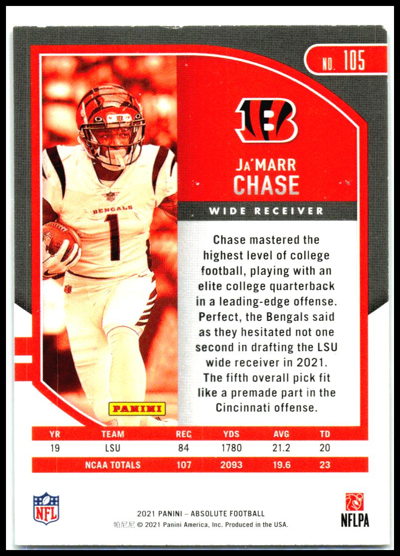 2021 Panini Absolute Retail #105 Ja'Marr Chase RC Cincinnati Bengals
