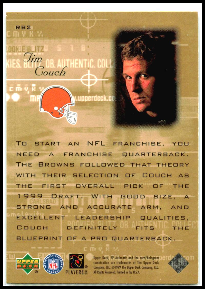 1999 SP Authentic Rookie Blitz #RB2 Tim Couch Cleveland Browns