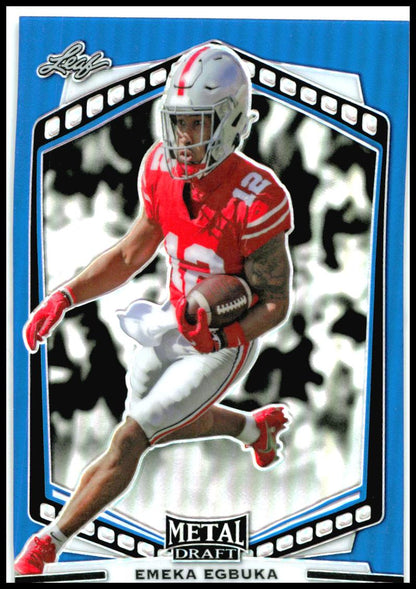 2022 Leaf Draft Metal Prismatic Blue #B-EE1 Emeka Egbuka Ohio State Buckeyes