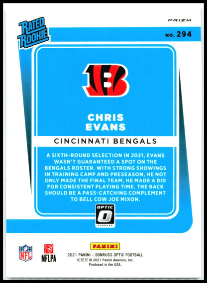2021 Donruss Optic Blue Scope #294 Chris Evans RC Cincinnati Bengals