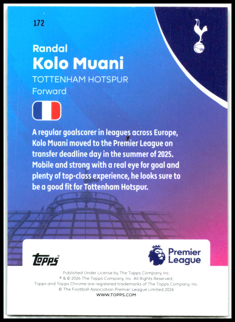 2025-26 Topps Chrome Premier League Gold Wave Refractor #172 Randal Kolo Muani