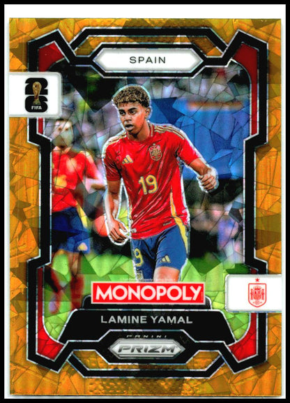 2026 Panini Prizm Monopoly FIFA World Cup Gold Cracked Ice #41 Lamine Yamal