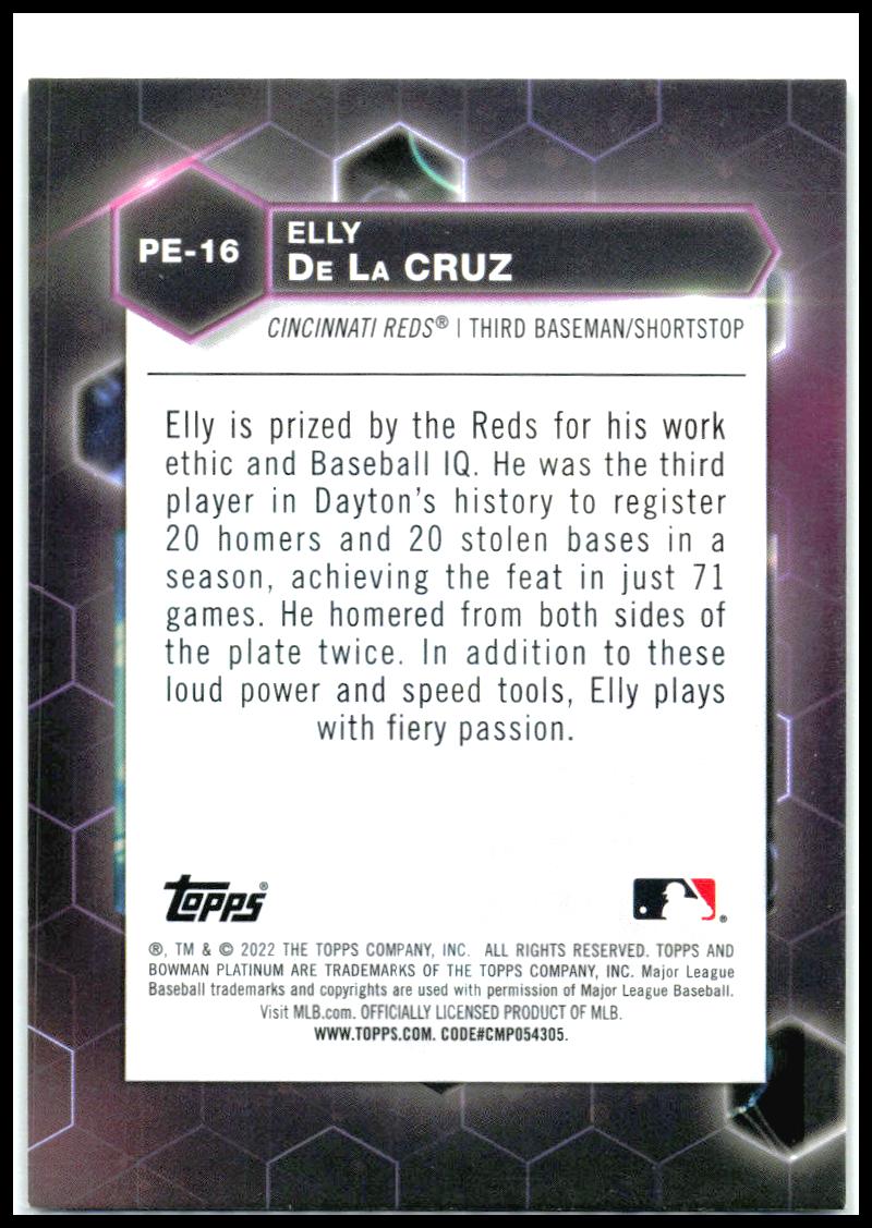 2022 Bowman Platinum Precious Elements #PE-16 Elly De La Cruz Cincinnati Reds