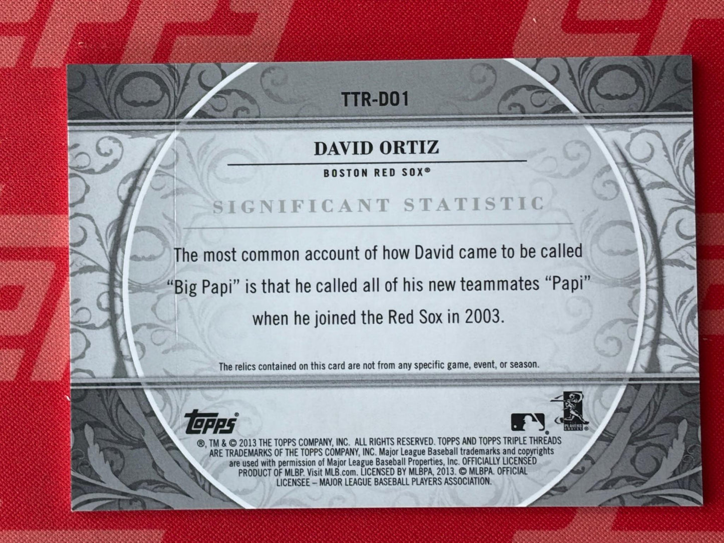 2007 Topps Triple Threads Sigificant Statstic /36 #TTR-D01 David Ortiz