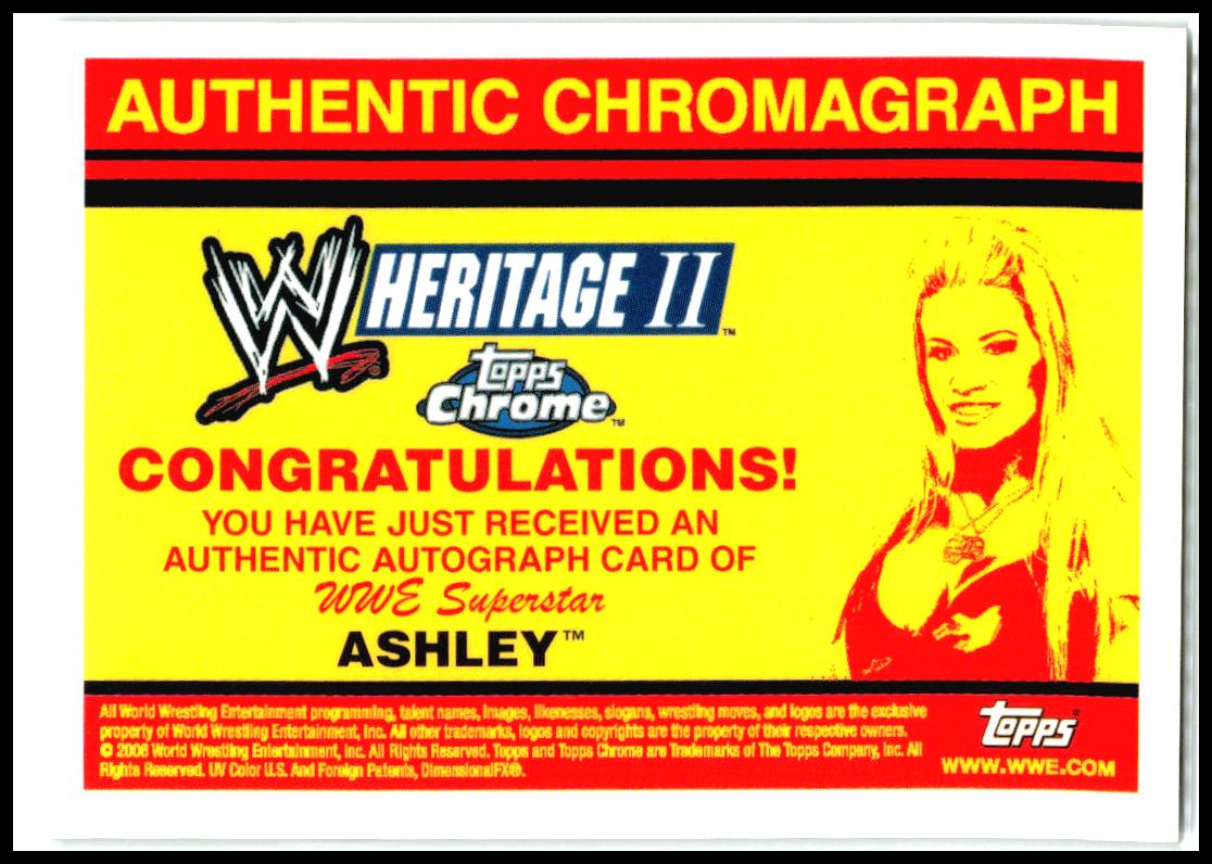 2007 Topps Chrome Heritage II WWE Authentic Autographs #NNO Ashley AU