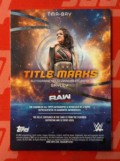 2025 Topps Universe WWE Title Marks Autograph Relic #/99 #TMA-BAY Bayley AU