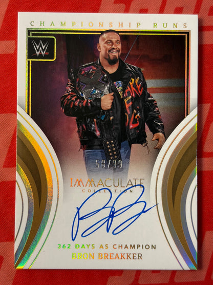 2023 Panini Immaculate WWE Championship Runs Auto #/99 #ICR-BBK Bron Breakker AU
