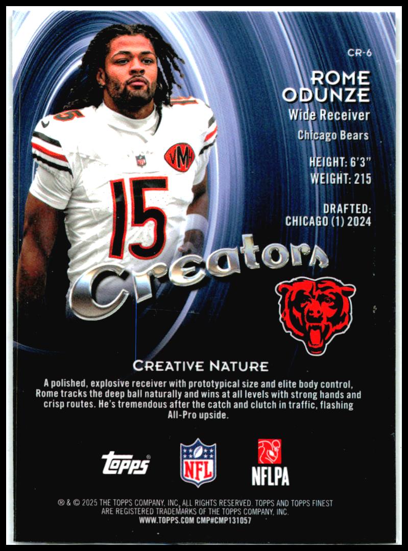 2025 Finest Creators #CR-6 Rome Odunze Chicago Bears