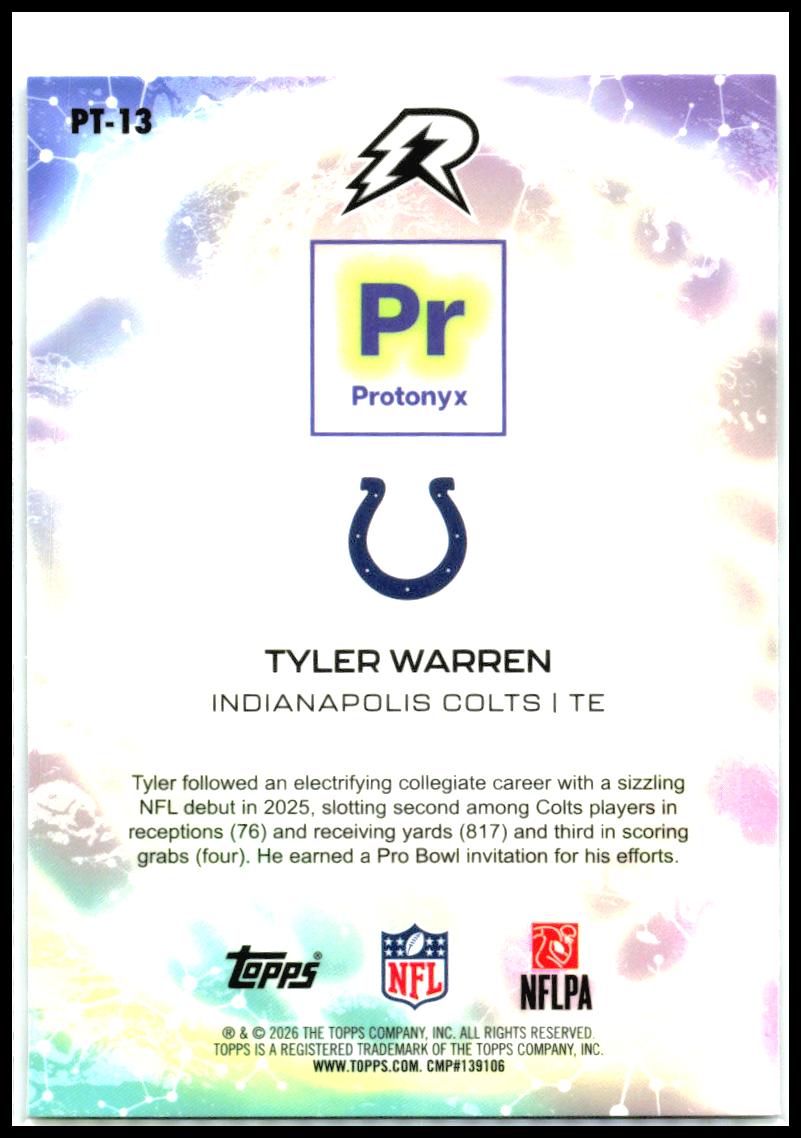 2025 Topps Resurgence Protonyx #PT-13 Tyler Warren Indianapolis Colts