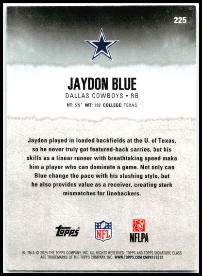2025 Topps Signature Class Purple #/100 #225 Jaydon Blue RC Dallas Cowboys