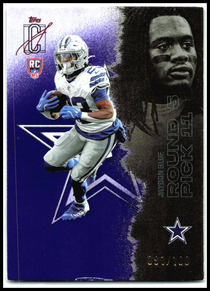 2025 Topps Signature Class Purple #/100 #225 Jaydon Blue RC Dallas Cowboys
