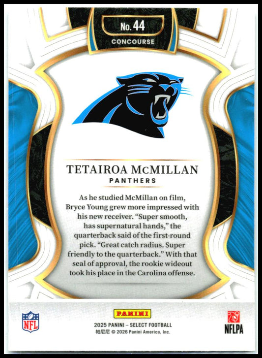 2025 Panini Select #44 Tetairoa McMillan RC Carolina Panthers