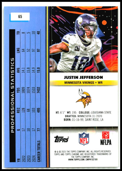 2025 Topps Chrome Cosmic Gold Interstellar Refractor # Justin Jefferson Vikings