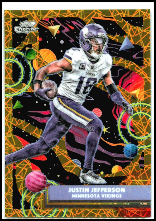 2025 Topps Chrome Cosmic Gold Interstellar Refractor # Justin Jefferson Vikings