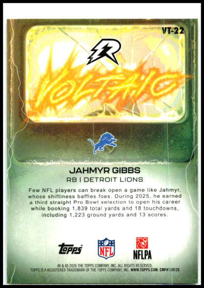 2025 Topps Resurgence Voltaic #VT-22 Jahmyr Gibbs Detroit Lions