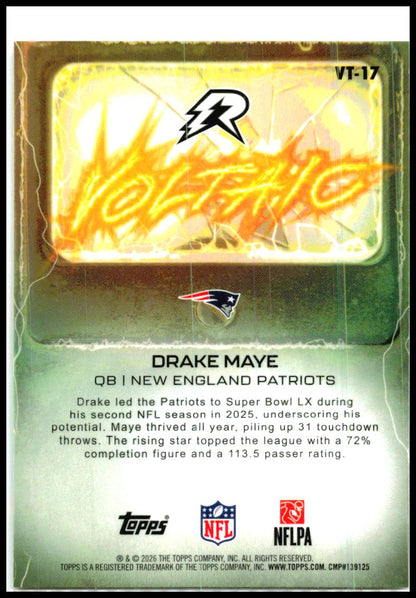 2025 Topps Resurgence Voltaic #VT-17 Drake Maye New England Patriots