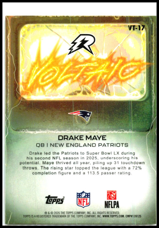 2025 Topps Resurgence Voltaic #VT-17 Drake Maye New England Patriots