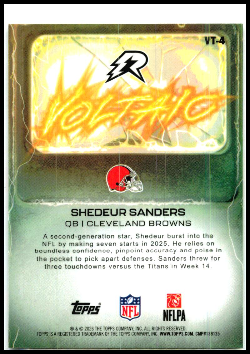 2025 Topps Resurgence Voltaic #VT-4 Shedeur Sanders Cleveland Browns