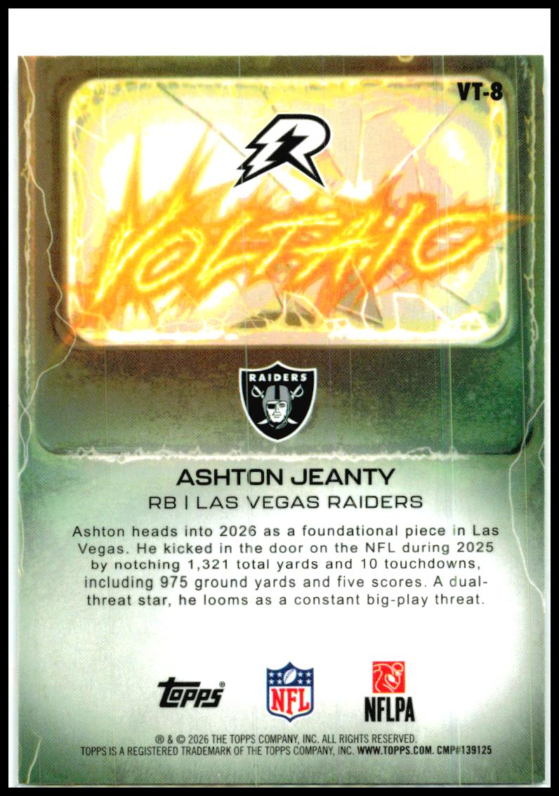 2025 Topps Resurgence Voltaic #VT-8 Ashton Jeanty Las Vegas Raiders