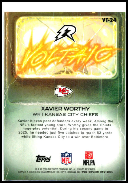 2025 Topps Resurgence Voltaic #VT-24 Xavier Worthy Kansas City Chiefs