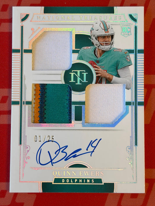 2025 National Treasures Auto Triple Patch #/25 #RMS-QES Quinn Ewers Dolphins