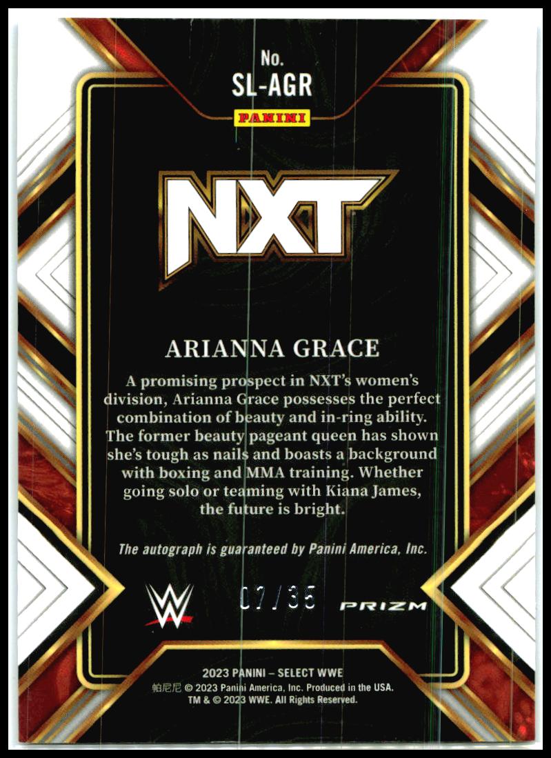 2023 Select WWE Signature Selections Blue Prizms #SL-AGR Arianna Grace AU