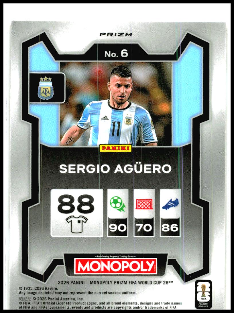 2026 Panini Prizm Monopoly FIFA World Cup #6 Sergio Agüero Argentina