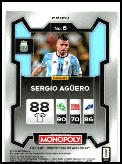 2026 Panini Prizm Monopoly FIFA World Cup #6 Sergio Agüero Argentina