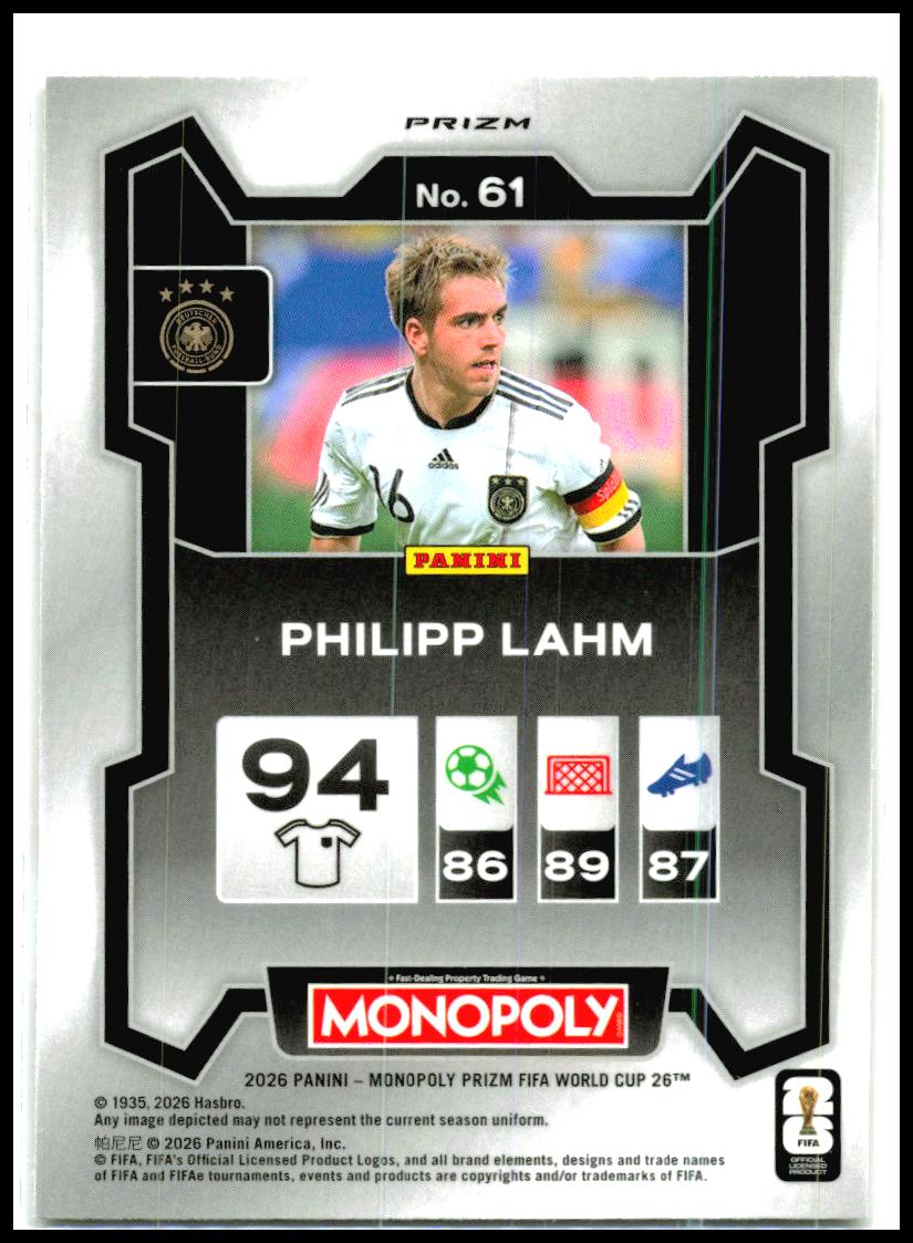 2026 Panini Prizm Monopoly FIFA World Cup Gold Cracked Ice #61 Philipp Liahm