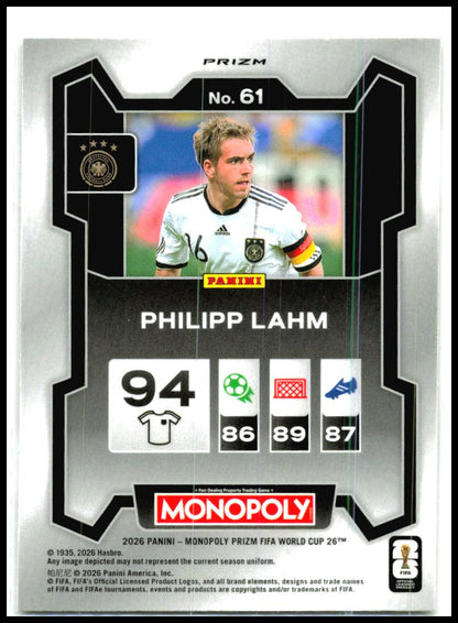 2026 Panini Prizm Monopoly FIFA World Cup Gold Cracked Ice #61 Philipp Liahm