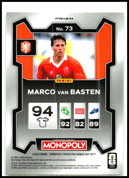 2026 Prizm Monopoly FIFA World Cup Gold Cracked Ice #73 Marco van Basten